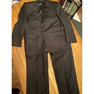 Paul Zileri navy blue pinstripe suit 40r pant 33/28